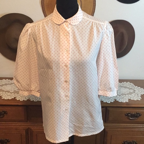 VTG 70’s donnkenny Polkadot Button Down Blouse - Picture 11 of 12